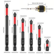 7pcs Heavy-Duty Steel Quick Release Chuck Adapter & Hex Handle Screwdriver Set With Magnetic Drill Bits - Self-Locking Connecting Rods, Head Bits, Automotive, Construction, And Industrial Use, Construction Tools - Black - View 4