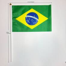 Brasilianische Flagge, kleine handgehaltene brasilianische Flaggen, 5,5*8,2 Zoll/20 Stück/20 Fuß brasilianische Fahnenkette, brasilianische Fensterfahne, für Fußballsport, Gartendekoration