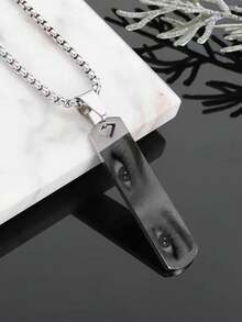 Customized Photo Necklace, Stainless Steel Chain Laser Engraved Eye Photo Necklace, Unique Couple Eye Photo Anniversary Memorial Jewelry Gift, Personalized Eye Pattern Necklace With Rectangular Pendant, Valentine's Day Gift, Anniversary Gift, Birthday Gift, Mother's Day Father's Day Gift - Multicolor 2 - View 5