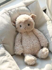 9.84英寸/25厘米可爱毛绒绵羊玩偶，超柔软蓬松，栩栩如生的可爱小羊毛绒娃娃，珍贵的伙伴，乳白色绵羊毛绒娃娃，适合儿童、成人、男孩、女孩，柔软的绵羊毛绒娃娃，完美的可爱礼物，温馨的婴儿房/卧室装饰，生日/节日的甜蜜小礼物，玩伴，睡眠和放松伙伴 - 杏色 - 查看 1