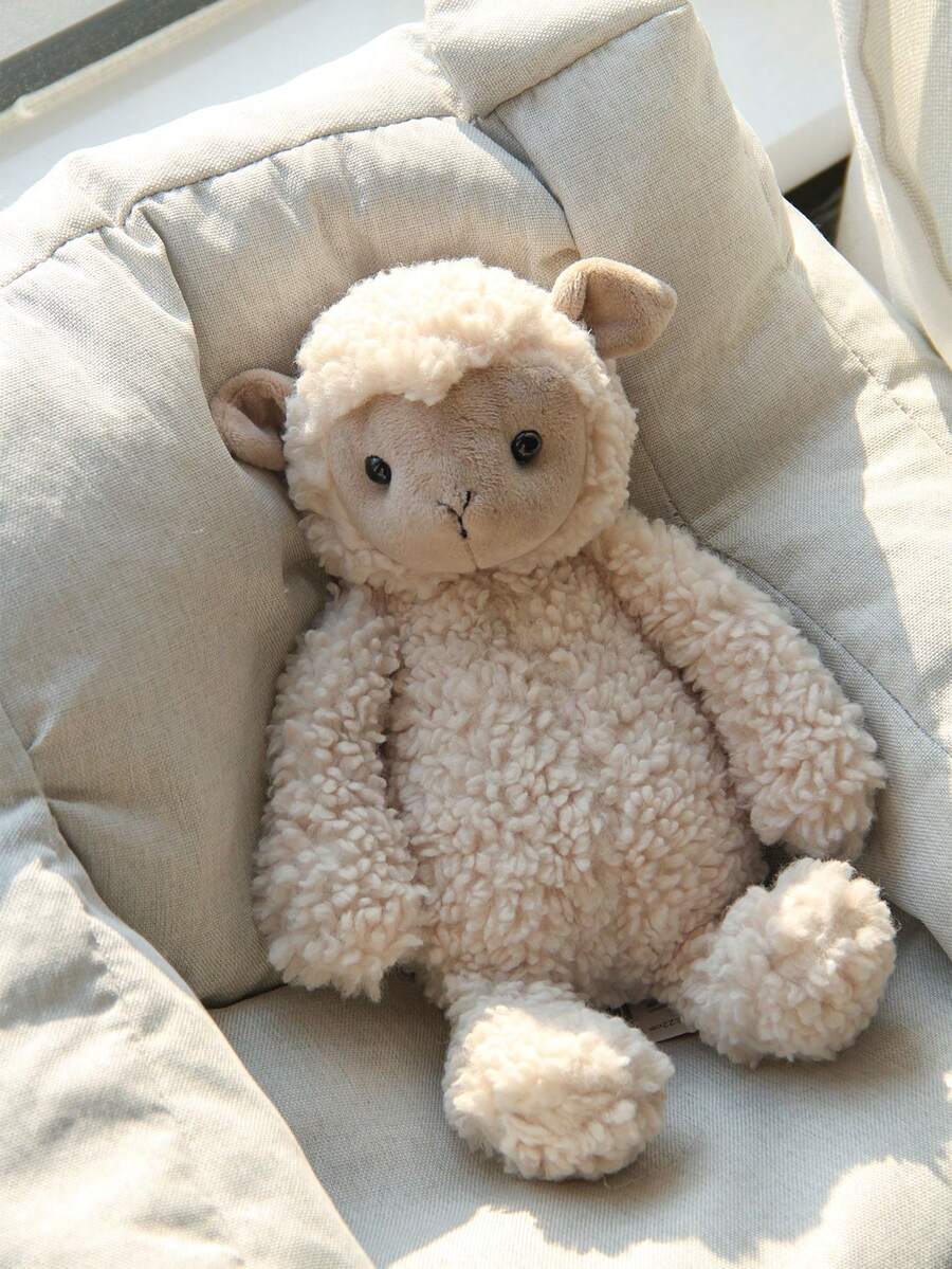 9.84英寸/25厘米可爱毛绒绵羊玩偶，超柔软蓬松，栩栩如生的可爱小羊毛绒娃娃，珍贵的伙伴，乳白色绵羊毛绒娃娃，适合儿童、成人、男孩、女孩，柔软的绵羊毛绒娃娃，完美的可爱礼物，温馨的婴儿房/卧室装饰，生日/节日的甜蜜小礼物，玩伴，睡眠和放松伙伴 - 杏色 - 查看 1