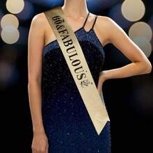 60th Birthday Sash And Tiara For Women, Gold Crown 60 And Fabulous Sash & Crown Set, 60th Birthday Gifts For Women, 60th Birthday Decorations Women - Multicolor - View 3