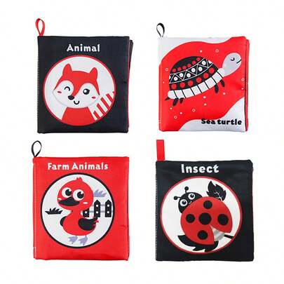 Montessori Sensory Soft Cloth Books For Babies, Animal/Ocean/Insect/Farm Themed, Suitable For 0-12 Months Early Learning