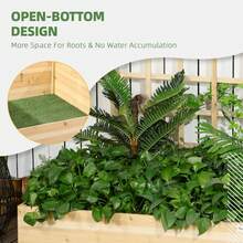 Outsunny Large Raised Garden Bed With Trellis For Climbing Plants, 47 Inch Wooden Box Planters For Outdoor Plants, Vegetables, Flowers, Herbs, Easy Assembly, Natural Tone - 原木色 - 查看 4