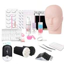 DEyelash Extension Kit For Beginners Profional Lash Extension Kit With Mannequin Head Lash Starter Kit With Lash Fan - Black - View 3