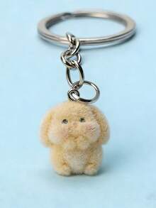 3pcs Cute Cartoon Rabbit Flocked Keychains, Adorable Detailed Cartoon Animal Couple Bag/Phone/Key Pendant, Fashionable Lovely Small Gift - Multicolor - View 8