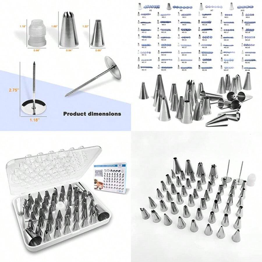 Icing Piping Tips Set Icing Piping Tips Set52 Piping Tips 2 Flower Nails And 1 Coupler.A Durable And Convenient Box. - 中等的 - 查看 1