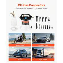 Brake Bleeder Kit, 3L Brake Fluid Extractor With 1L Siphon Refilling Bottle & 13 Hose Connectors, Complete Brake Fluid Bleeder Kit With Extended Silicone Hose & Handle, Fit For Most Vehicles - 1 PCs - View 4