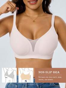 4 Pieces Of Jelly Bra Push-Up Bras -Padded Seamless Bras - Wireless Bras Suitable For Women Mild Chest Support Bras  Shaping Bras For Women/Contrast Mesh - 彩色 - 查看 3