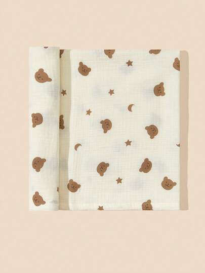 1pc Cotton Printed Soft & Comfortable Baby Swaddle Blanket, Gentle On Baby's Delicate Skin
