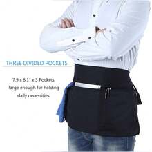 BOHARERS Waist Apron With 3 Pockets - Black Waitress Waiter Server Short Aprons - B-10包黑色 - 查看 5