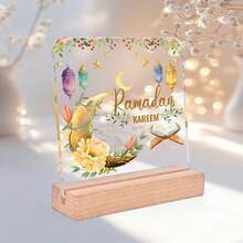 Festival Kareem Acrylic Desktop Decoration, Moon Stars Colorful Lantern Pattern Design, Festival Gifts, Best Gifts For Family Friends And Colleagues, Suitable For Home Desktop Office Room Decoration, Holiday Decoration Ramadan Home Decor Ramadan Decoration Ornaments Home Miniature Things Office Decor - Multicolor - View 1