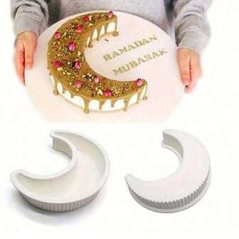 Molde de silicona con forma de luna - 1/2 piezas, molde de caramelo en forma de media luna 3D, molde de pastel mousse sin plomo, herramienta de decoración DIY Eid para hornear, molde de fondant para utensilios y accesorios de cocina