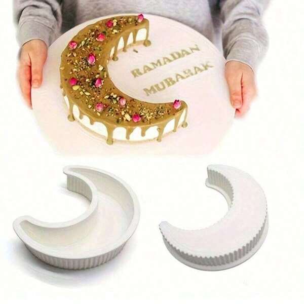 1/2 Stück Silikon Mond förmige Schokoladenform, 3D Halbmond Süßigkeiten Form, bleifreie Mousse Kuchenform, DIY Eid Dekorations Backwerkzeug, Fondant Form für Küchen Utensilien und Zubehör