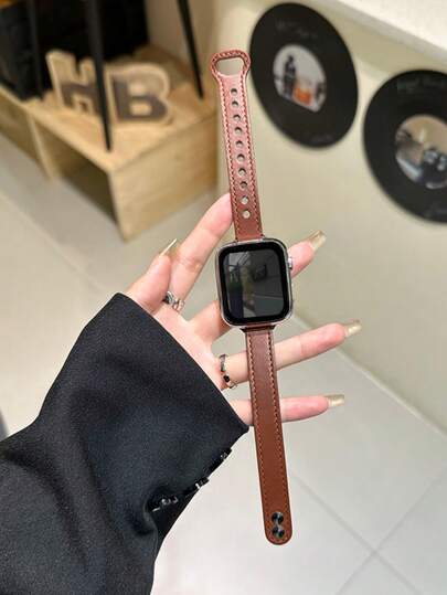 1PC Women Fashion Leather Watch Strap Compatible With IWatch 38mm 40mm 41mm 42mm 44mm 45mm 46mm 49mm, Elegant Leather Watch Band Compatible With Apple Watch Series Ultra 3/2/1 11 10 9 8 7 SE3 6 5 4 3 2 1, Fashion Smart Watch Strap Accessories Compatible With Apple Watch Bands, Watchbands For Women