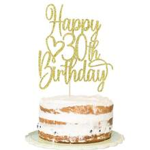 1个金色闪光30/40/50/60岁生日蛋糕装饰插牌 - 闪亮里程碑生日派对装饰，庆祝30、40、50、60周年纪念蛋糕装饰 - 彩色 - 查看 6