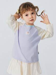 mini bala Kaos Lengan Raglan Musim Semi 2-26 untuk Bayi Perempuan, Kain Lembut dan Bernapas, Motif Lucu, Unisex - Nada putih ungu - View 3