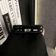 优雅蕾丝亮黑色手机壳，饰有水钻手链，适用于三星 Galaxy ZFlip7、ZFlip6、ZFlip 5，防震后盖 - 黑色 - 查看 8