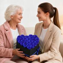 Forever Flowers, 27 Preserved Roses In A Heart Shape Box, Eternal Flowers Immortal Bouquet Birthday Present For Women Her Wife Mothers, Anniversary, Valentine's Day,Christmas, Royal Blue - Royal Blue 27 Roses Heart Shape Box - View 9