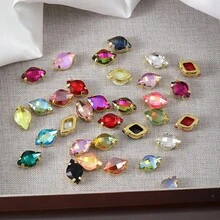 20-25pcs/Pack Gold Rhombus Flat Bottom High Quality Handmade Non-Hotmelt Crystal Nail Art Rhinestones Glitter 3D Decorations For DIY Enthusiasts - Glass Material - Suitable For Decoration - Multicolor - View 3