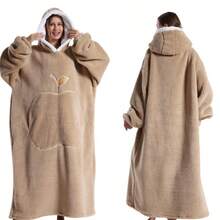 Oversized Hooded Sweatshirt Wearable Blanket, Women's Loose Hooded Blanket,Loose Hooded Blanket, Super Soft Warm And Comfortable Blanket With Front Apple Pocket Design, Suitable For Men And Women, Best Gift With Large Pockets, Comfortable Home Wear,Brown/Navy/Red Cozy Loungewear