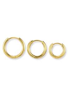 1 Pair Minimalist Style G23 Titanium Material D-Shape Hoop Earrings, 2mm Width, Unisex Piercing Jewelry, Suitable For Daily Wear - circle - View 6