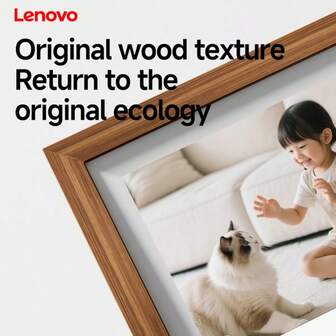  Lenovo 10.1-Inch Digital Photo Frame With 800*1280 60FPS IPS Touchscreen, 32GB Of Internal Memory, Expandable Up To 128GB, Supports Automatic Rotation Of Horizontal And Vertical Screens, And Features A Natural Wood-Colored Frame, And Wall-Mountable.