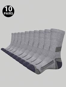 5/10/20 Pairs Random Men's Comfortable Colorblock Mid-Calf Socks, Breathable Sports Socks With Non-Slip Silicone, Suitable For Spring And Autumn - Multicolor - View 21