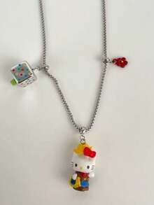 1pc Sanrio Cute Cartoon Character Hello Kitty Pendant Necklace, Fashionable And Versatile Neck Accessory - Multicolor - View 6