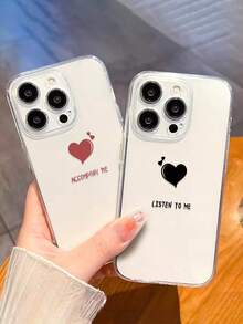 2pcs Perforated High Transparency Black Heart & Red Heart Illustration Painted Anti-Drop Phone Case Compatible With IPhone 17pro/17Air /17/17promax16/11/16pro/16plus, Compatible With Samsung Galaxy S25/S25PLUS/S25 Ultra/A16/A36/A26/A56/A50/A12/A32/A52, Compatible With Xiaomi 11/12Pro/12/12X/13Pro/14Pro/15Pro/, Compatible With Redmi 10/9/Note9/12c/Note11pro/Note8Pro - Multicolor - View 1