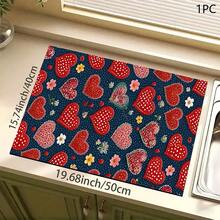1pc Red Heart Print Absorbent Mat/Drying Mat For Coffee Maker, Dishes - Polyester Absorbent Desktop Protective Mat With Rubber Anti-Slip Pad, For Kitchen Counter Decor, Home Bar And Dining Table - Multicolor - View 16