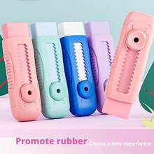 Debris-Free Retractable Locking Pencil Eraser - Student Stationery - Multicolor - View 3