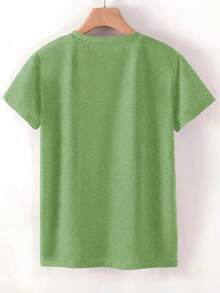 Women's Casual Short Sleeve T-Shirt, Colorful Dragonfly And Mandala Pattern Print, Loose Round Neck Design, Breathable Mid-Stretch Fabric, Machine Washable, All-Season Comfortable, Multiple Colors Available In Sizes S-XXL, Cute Top, Comfortable Clothing, Retro Style, Non-See-Through Material - cỏ xanh - Xem 2