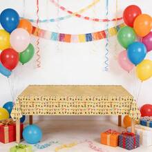 1pc/2pcs/4pcs Spooky Rustic Alphabet Decorations Retro Scary House Tablecloth Retro Colorful Light Bulbs Party Table Cover ForBirthday Stranger Party Supplies - Multicolor - View 3