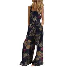 European And American New Style Cotton And Linen Printed Button Decorated Sleeveless Loose Strap Jumpsuit For Women - Yellow Checkered - View 5