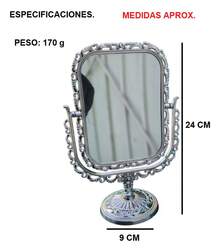 TendenciaEspejo Maquillaje Rectangular Vintage Doble Cara Plateado PlateadoCalidad premium - 1 - Ver 6