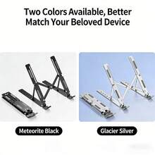 حامل كمبيوتر محمول محمول، قابل للتعديل متعدد الزوايا من سبيكة الألومنيوم قابل للطي، تصحيح وضعية الجلوس الإرجونومية، ضبط ارتفاع على 6 مستويات، يقلل من إرهاق الرقبة، يحسن الراحة في العمل، مكتب فعال ومريح، خفيف الوزن