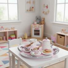 TendenciaCocina De Juguete Set Te Y Cafe De Madera 12 Piezas CalidadCalidad premium - Rosa Pálido - Ver 8