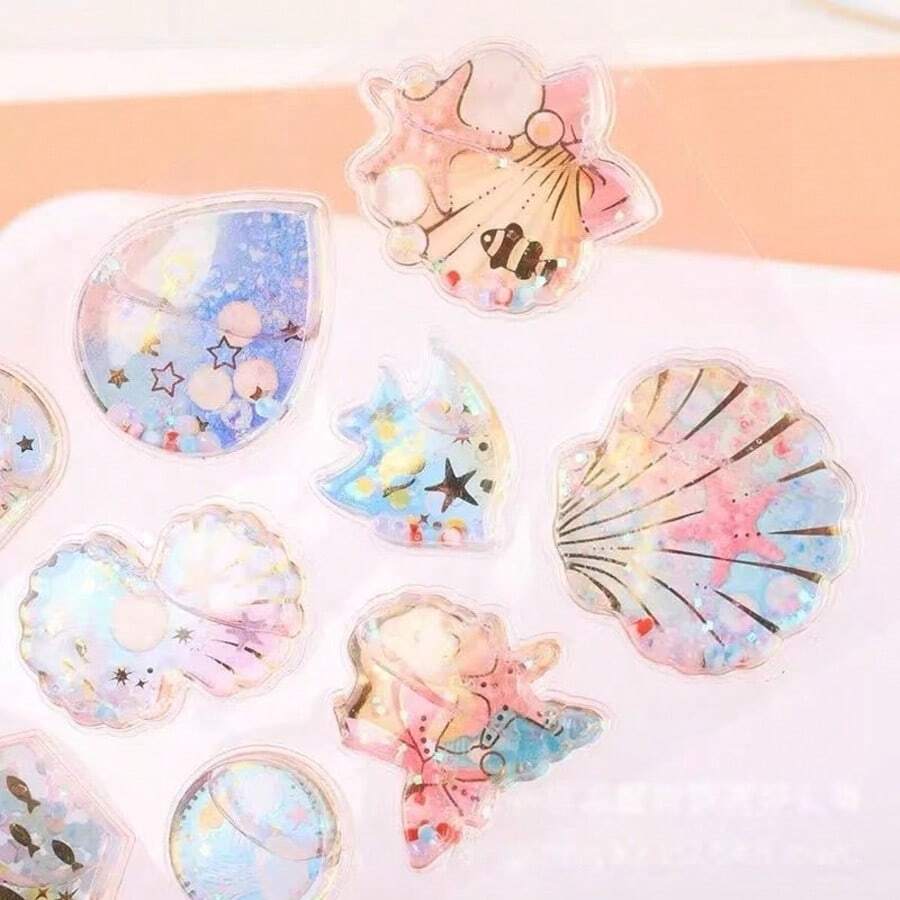 Pegatinas de agua con diseños de dibujos animados en 3D, pegatinas de inyección de agua de ensueño, pegatinas agitadoras de recompensa para scrapbooking, botellas de agua, teléfonos - Multicolor - Ver 1