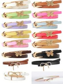 8pcs/4pcs/2pcs Random Delivery Simple Waist Belt For Women, Fashion Korean Style Cute Butterfly Decor Versatile Dress Belt, Suitable As Valentine's Day Or Ramadan Gift For Friends - Multicolor - View 1