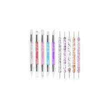 10PCS Nail Art Gel Carving Pen Rhinestone Handle Silicone Nail Art Pen Brushes For Design Foil Carving Drawing 3D Effect Shaping Drawing Dotting Tool,10pcsstyleC - 10件套C款 - 查看 1