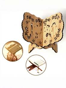 Islamic Wooden Book Shelf, Ramadan Home Decor, Creative Desktop Wooden Carving Display Rack, Eid Al-Fitr And Eid Al-Adha Gift, Muharram Islamic New Year Decoration - Natural Wood Desktop Reading Bookshelf - View 3