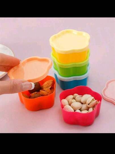 5pcs/Set Multi-Color Mini Food Storage Boxes, Plastic Material, Rainbow Candy Nut Organizer Boxes, Kitchen Spice & Jam Rack