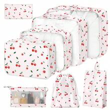8 Set Travel Storage Bag Packing Cubes Portable Clothes Packing Cubes,Lightweight Waterproof Luggage Organizer For Clothes, Shoes, Makeup, Accessories - Cherry - View 1