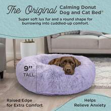 Best Friends By Sheri Original Calming Donut Dog And Cat Bed, Shag Faux Fur, Lavender, (36in X 36in) - Anxiety Relief For Pets Up To 100 Lbs - Baby Blue Shag - View 7