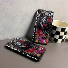 Estuche para teléfono gráfico con máscara de grito compatible con estuches para teléfonos   17  16 Pro Max  15 Pro Max  13 y  12 A prueba de golpes, caídas y rayones Una excelente opción para fanáticos de las películas de terror, amigos, familiares y regalos de Halloween - Negro - Ver 7