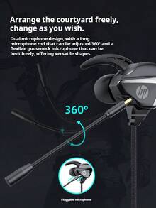 HP 3113 Wired In-Ear Headphones: 3.5mm Gold-Plated Connector, High-Resolution Audio, In-Line Microphone, Noise Cancellation For Gaming And Multimedia, Compatible With Mobile Phones, Computers, And Desktops. - Black - View 5