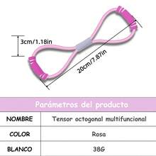 Bandas de resistencia, figura 8 bandas de ejercicio para mujeres y hombres, 8 bandas de resistencia en forma para brazos, expansor de pecho, yoga, gimnasio, fitness, cuerda de tracción elástica - Rosa - Ver 3