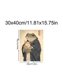 1件装青蛙图案浴帽，动漫海报，趣味浴室青蛙墙面装饰画，复古青蛙抱猫动漫印花，日式海报，墙面装饰画，动物主题礼物，节日礼物，卧室装饰，客厅装饰，办公室装饰，厨房装饰，墙面艺术，墙面装饰，家居装饰，房间装饰，帆布墙画，海报，带框墙画，可选画框 - 彩色 - 查看 23