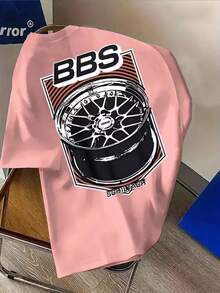 BBS Wheel Car T-Shirt Unisex Men's Women's Blouse 100% Cotton Top Premium Streetwear New Release Immediate Shipping Various Colors!! - 淺粉色 - 查看 2